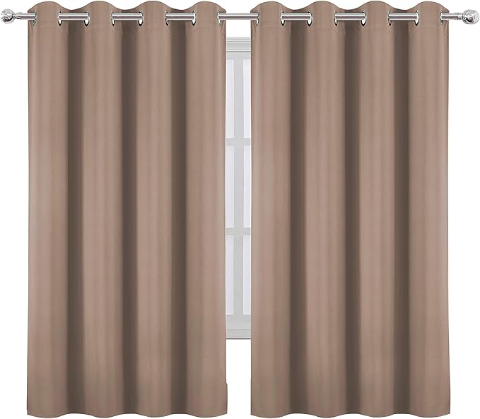 LEMOMO Cappuccino Thermal Blackout Curtains/52 x 54 Inch/Set of 2 Panels Room Darkening Curtains for Bedroom
