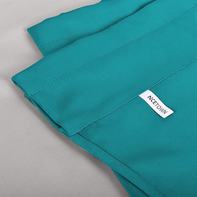 NICETOWN Blackout Curtain Valances Solid Rod Pocket Scalloped Valances Short Curtain Panels for Kitchen Window/Bedroom/Barthroom, 52" x 18" Inches, 2 Panels, Peacock Teal