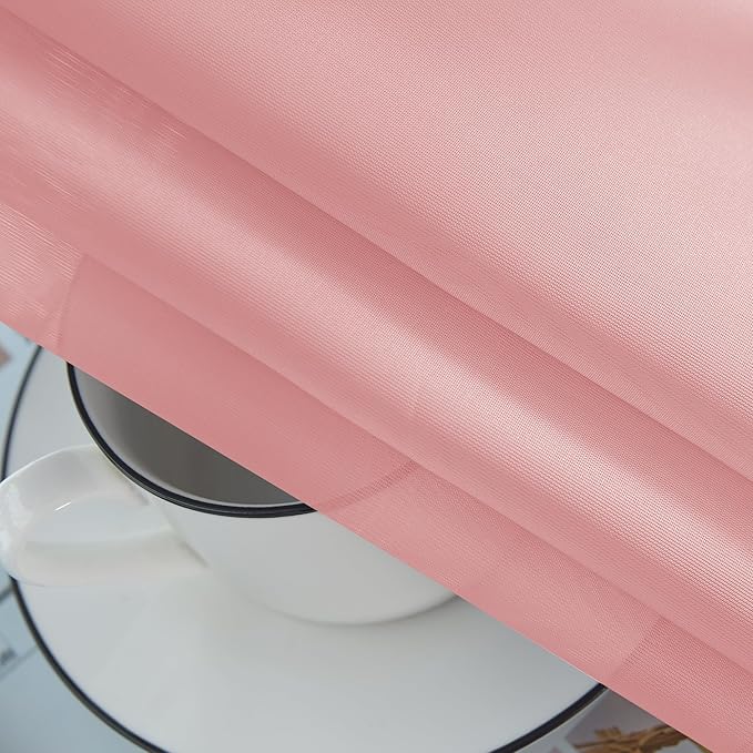 youleyar Solid Sheer Rod Pocket Curtain Voile Draperies 2 Panels White Beige Black Grey Coffee 52 Inch Width 108 Inch Long 1 Pair for Kitchen Bedroom Children Living Room Yard (Blush,52Wｘ108L)