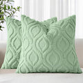 decorUhome Throw Pillow Covers 24x24 Inch Set of 2, Soft Plush Faux WoolSage Green Solid Couch Pillow Covers, Accent Euro Sham Farmhouse Neutral Square Pillow Cases for Sofa Bed Living Room