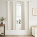 Cream 100% Blackout Linen Curtains 63 Inch Length 2 Panels Set for Living Room Bedroom Back Tab Thermal Insulated Black Out Drapes Room Darkening Farmhouse Style for Bedroom Window Curtains 52x63