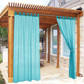 RYB HOME Outdoor Sheer Curtain for Patio, Self-Sticky Tabs Top Waterproof Breathable Voile Curtain with 1 Tieback, Privacy & UV Protection for Porch Deck Pergola, W 54" x L 108", 1 Panel, Teal