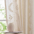 jinchan Belrose Linen Curtains for Bedroom Floral Curtains 108 Inch Length Linen Blend Ivory Embroidered Drapes Farmhouse Flower Patterned Drapes for Living Room Window Treatments Set 2 Panels