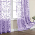 OWENIE Furman Sheer Curtains 84 inches Long for Bedroom Living Room 2 Panels Set, Light Purple Curtains Jacquard Clip Light Filtering Semi Sheer Curtain Rod Pocket Window Drapes, 2 Pcs Each 40 W 84