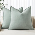 MIULEE Decorative Linen Pillow Covers 18x18 Inch Aqua Green Boho Farmhouse Neutral Spring Couch Throw Pillows for Bed Pack of 2 Accent Modern Pillowcase Summer Sofa Livingroom Home Decor