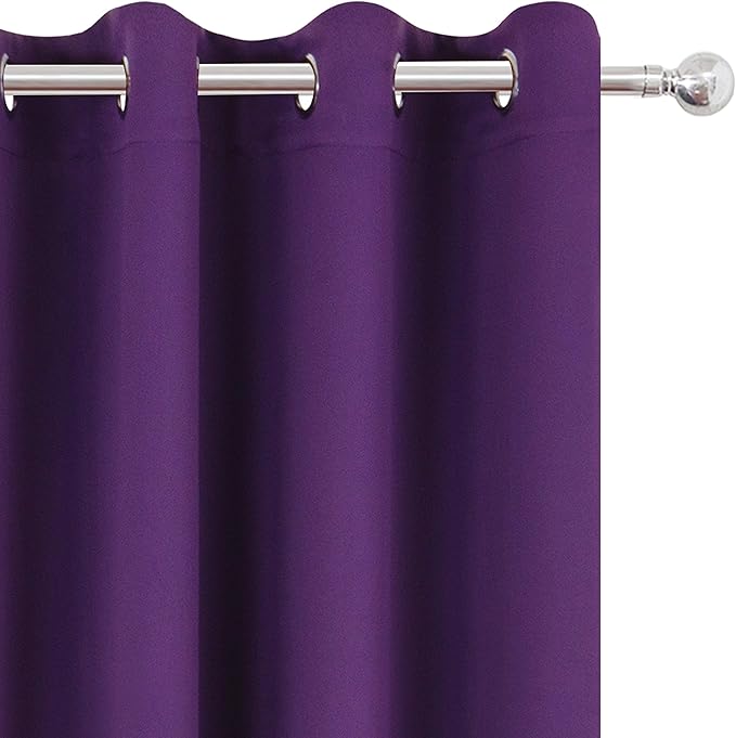LEMOMO Purple Blackout Curtains 66 x 63 Inch Length/Set of 2 Curtain Panels/Thermal Insulated Room Darkening Blackout Curtains for Bedroom