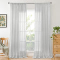 BGment Light Grey Linen Curtains 96 Inch Length for Living Room, Extra Long Window Drapes Lightweight Rustic Semi Sheer Textured for Bedroom Rod Pocket, 2 Panels Set, 52 Inch Wide