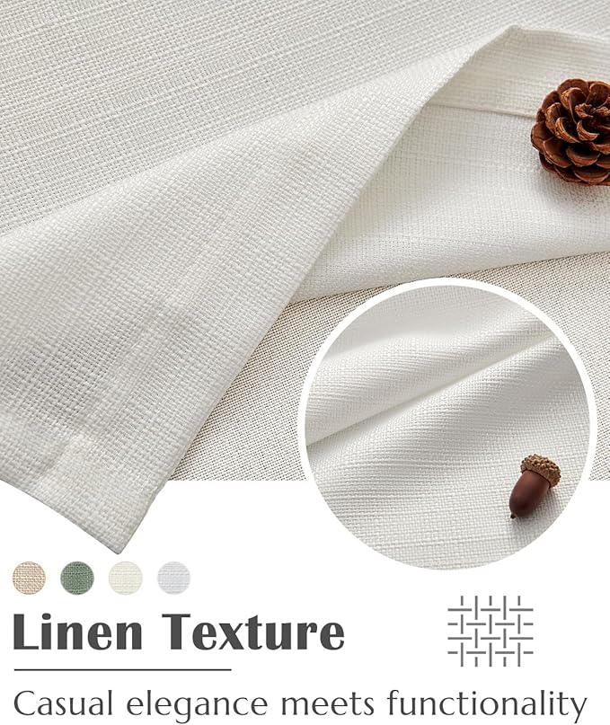 jinchan Curtain Light Filtering Kitchen for Living Room Bedroom Small Windows Valance 18 Inch Double Layer Farmhouse Window Rustic Overlay Rod Pocket 1 Panel Ivory