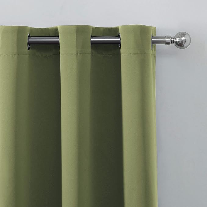 LEMOMO Olive Green Thermal Blackout Curtains/52 x 108 Inch/Set of 2 Panels Room Darkening Curtains for Bedroom