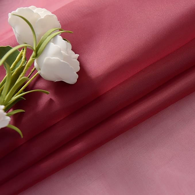 SpaceDresser Basic Rod Pocket Sheer Voile Window Curtain Panels Burgundy 1 Pair 2 Panels 52 Width 96 Inch Long for Kitchen Bedroom Children Living Room Yard(Burgundy,52 W x 96 L)