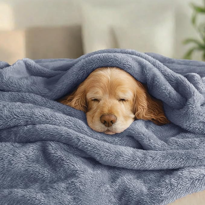Exclusivo Mezcla Plush Fuzzy Fleece Bed Blanket King Size, Super Soft, Fluffy and Warm Blankets for Couch, Bed, All Season (Stone Blue, 90x104 Inches)