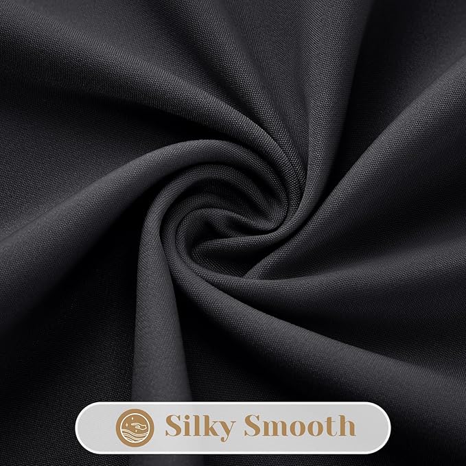 HOMEIDEAS Halloween Non-See-Through Black Privacy Sheer Curtains, 52 X 54 Inches Long 2 Panels Sheer Curtains Light Filtering Window Drapes for Bedroom Living Room