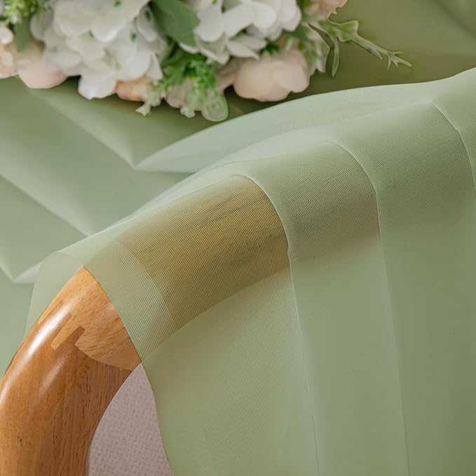 OWENIE Sheer Curtains 72 Inches Long 2 Panels Set, Light Filtering Sheer Curtain Rod Pocket Clear Drapes for Living Room Bedroom Window Sliding Door, Each 42 x 72 Inch, Light Green