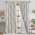 jinchan Lined Linen Blend Curtain Floral Curtains for Living Room 96 Inches Long Grey Peony Flower Printed Curtain Back Tab Farmhouse Patterned Drapes Bedroom Window Curtains Set 2 Panels