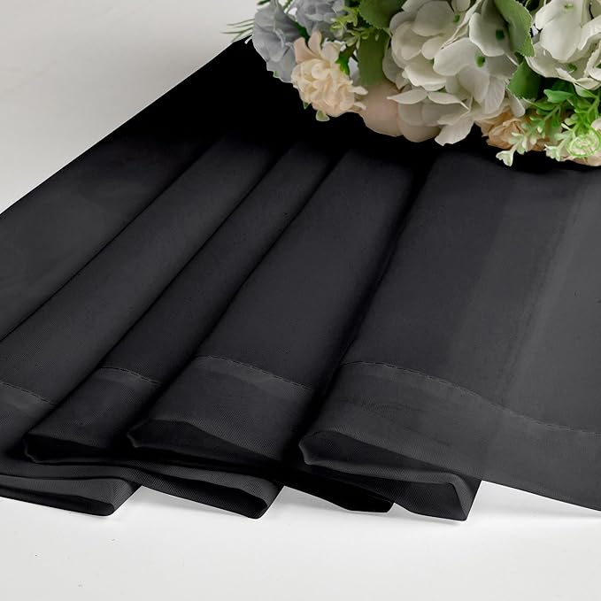 Aiyufeng Black Sheer Curtains 96" Long for Living Room Windows, Voile Sheer Casual Light Filtering Window Curtain Drapes for Bedroom, 40" Wide, Set of 2