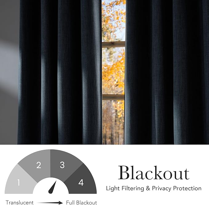 NICETOWN Faux Linen Mist Blue Blackout Curtains 84 inches Long for Living Room - Privacy Panels for Bedroom, Modern Farmhouse Style Easy Care Grommet Top, 2 Panels, W52 by L84