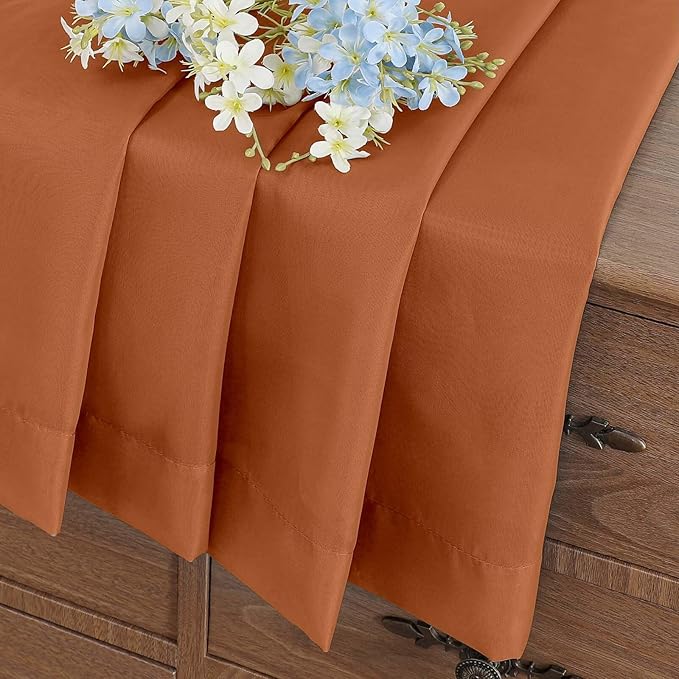 Orange Window Sheer Curtains 54 inch Length, Soft Airy Light Filtering Sheer Curtain 2 Panels Set, Dual Rod Pocket Gauze Orange Drapes for Living Room Bedroom, 2x42Wx54L Inches