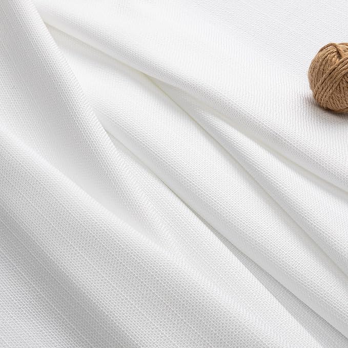 Chyhomenyc White Valance for Windows, Light Filtering Faux Linen Textured Decorative Rod Pocket Small Short Valance for Bathroom Laundry Basement, 60Wx14L inch, 1 Piece