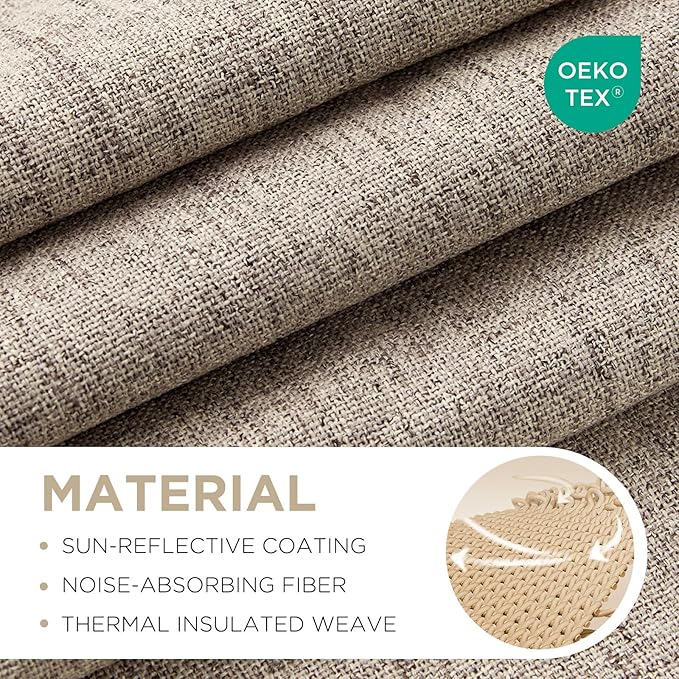 Joydeco Linen Blackout Curtains for Bedroom - 100% Light Blocking 1 Panels, Linen Drapes 100" W x 96" L, Thermal Insulated Room Darkening Curtains for Living Room, Rod Pocket & Back Tabs