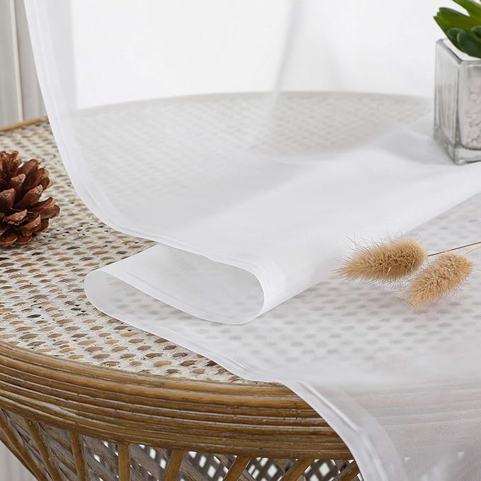 OVZME White Sheer Curtains 120 Inches Long 2 Panels Set, 59 Inch Extra Wide Soft Airy Lightweight Sheer White Curtains for Living Room, Farmhouse Voile Filmy Rod Pocket Drapes, 59Wx120L Inches