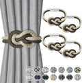 NICEEC 4 Pack Mini Magnetic Curtain Tiebacks Nordic Simple Style Drape Tie Backs Elegant Hand Weave Rope Knot Decorative Curtain Holdbacks for Home & Office Thin Window Drapery (Coffee & Beige)
