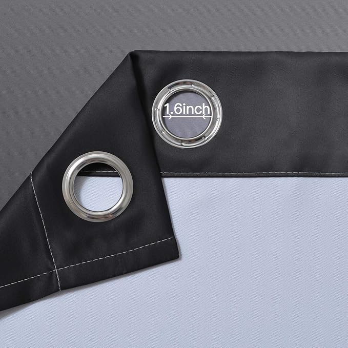 Yakamok Room Darkening Ombre Curtains 96 Inch Length, Black and Greyish White Thermal Insulated Gradient Color Curtains,Light Blocking Grommet Window Drapes for Bedroom,62 Inch Width,2 Panels
