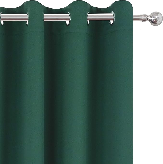 LEMOMO Dark Green Blackout Curtains/52 x 84 Inch Long/Set of 2 Curtain Panels/Thermal Insulated Room Darkening Curtains for Bedroom