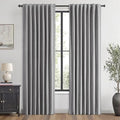 MIULEE 100% Blackout Linen Curtains for Bedroom, Glacier Gray Solid Luxury Decor Thermal Insulation Room Darkening Drapes for Living Room Nursery Back Tab Rod Pocket 42 x 90 Inches, 2 Panels