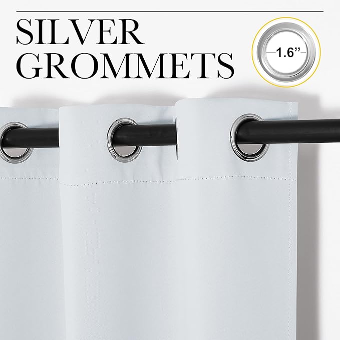 NICETOWN Blackout Curtain Panels for Bedroom, Greyish White, 2 Panels, W29 x L36-inch, Thermal Insulated Grommet Top Blackout Draperies and Drapes for Basement