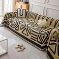 HANDONTIME Boho Geometric Couch Covers for Sofa Pet Friendly Taupe and Black Sofa Covers Washable Chenille Couch Blanket Cover for 3 4 Cushion Couches Pet Protector Furniture Cover Soft, 71" X 134"