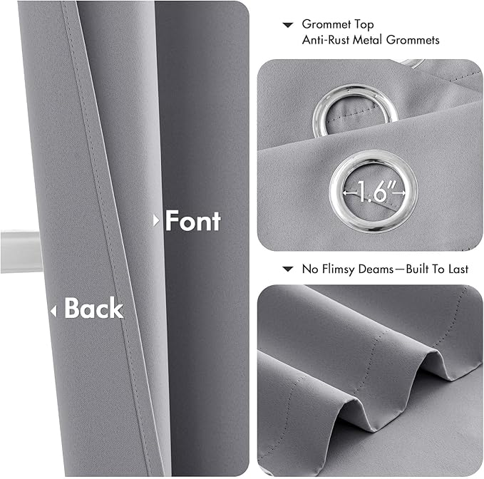 MIULEE Light Grey Blackout Curtains for Bedroom Living Room 84 Inches Long 2 Panels, Thermal Insulated Room Darkening Drapes Solid Grommet Noise Reduction Light Blocking Window Treatments 40x84 Inch