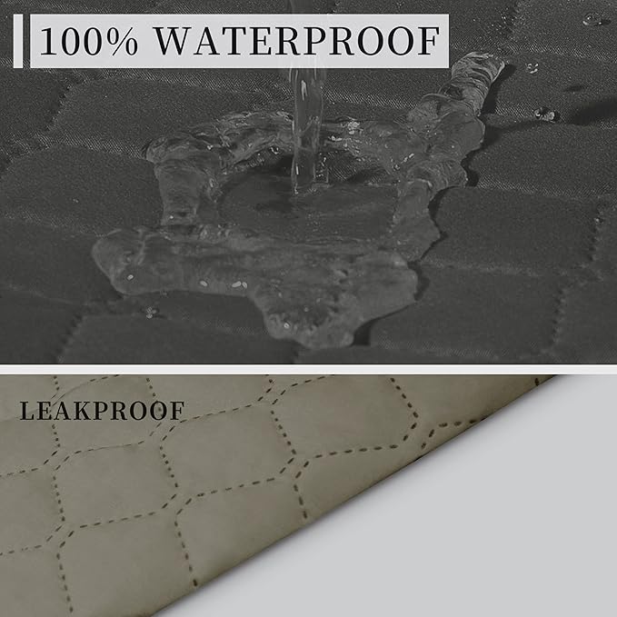 ISSUNTEX Double Protection 100% Waterproof Sofa Covers for Living Room, Reversible Couch Covers for 3 Cushion Couch Sofa, Furniture Protector Sofa Cover for Pets (X Large, Dark Gray/Beige)
