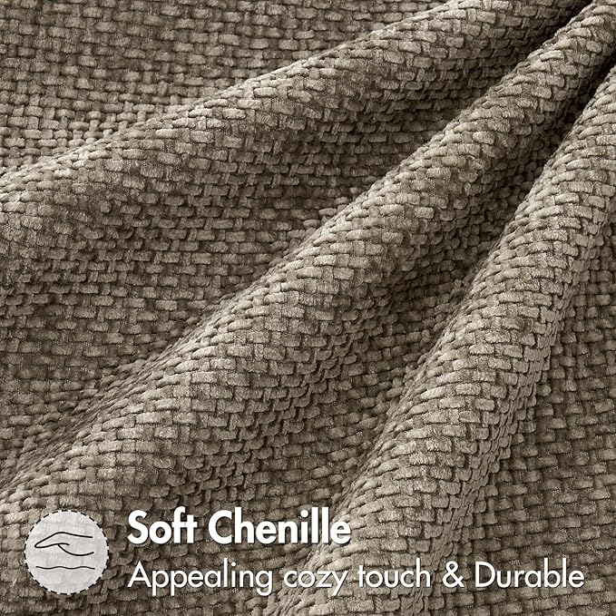 MIULEE Pack of 2 Euro Sham Pillow Covers 24x24 Inch Neutral Khaki Modern Boho Accent Decorative Throw Pillow Covers Soft Chenille Farmhouse Cushion Covers for Home Decor Couch Bed Sofa Living Room