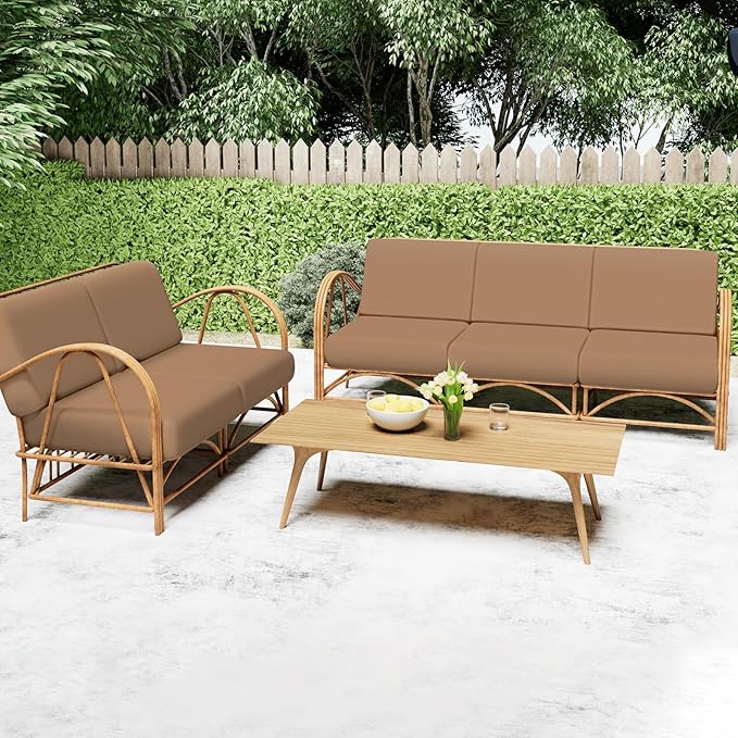 Smiry Printed Couch Cushion Covers, Stretch Soft Couch Covers for Sofa, Washable Non-Slip Sofa Slipcover Furniture Protector for Indoor and Outdoor (2 Pack, Camel)