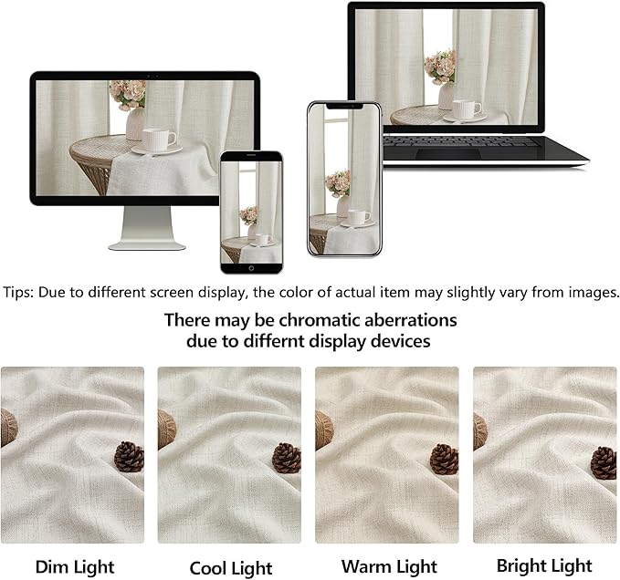 OWENIE Natural Valances for Windows 1 Pcs 22 Inch Length, Light Filtering Textured Short Small Valance Curtains for Bathroom Basement Living Room Bedroom, Half Window Curtains Over Sink, 60"W by 22"L