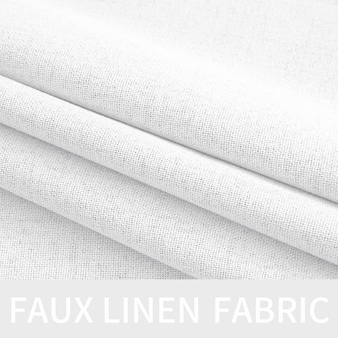 MIULEE Linen Textured Curtains for Bedroom Solid 100% Blackout Thermal Insulated Bright White Grommet Room Darkening Curtains & Drapes Luxury Decor for Living Room Nursery 52 x 63 Inch (2 Panels)