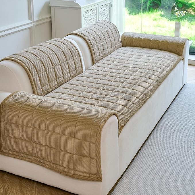 Couch Covers for Dogs Washable, Non Slip Couch Covers for Loveseat Sofa Pet Friendly, Soft Fuzzy Sofa Covers for Pet, Dog Couch Cover Furniture Protector(1PC,Light Brown,27.6"x70.9")