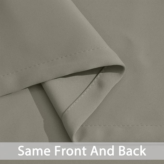 Yakamok 84 Inch Long Light Blocking Blackout Curtains, Room Darkening Thermal Insulated Blackout Drapes with Grommet for Bedroom (52x84Inch, Taupe, 2 Panels)