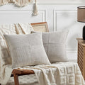 Fancy Homi 2 Packs Neutral Grey Samll Decorative Throw Pillow Covers 12x12 Inch with for Couch Bed Sofa, Rustic Farmhouse Boho Home Decor, Soft Corss Patchwork Corduroy Square Cushion Case 30x30 cm