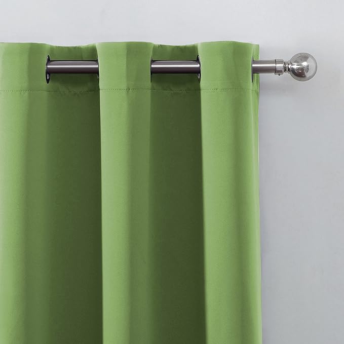 LEMOMO Blackout Curtains 52 x 45 inch/Light Green Curtains Set of 2 Panels/Thermal Insulated Room Darkening Bedroom Curtains