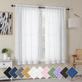 Simplebrand Semi Sheer White Curtains 63 Inch Length 2 Panels, Light Filtering Geometric Jacquard Clip Textured Short Sheer Curtains for Bedroom，Modern Elegant Window Curtains Drapes，42x63 inch