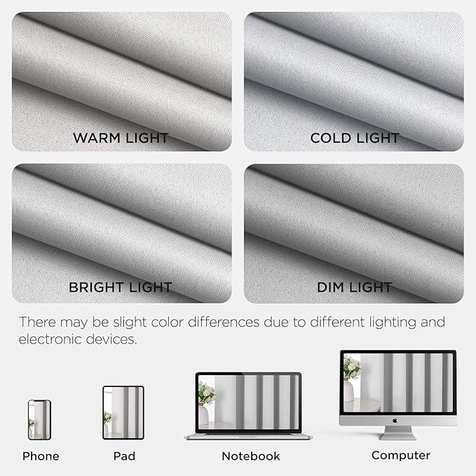 Joydeco Blackout Patio Sliding Door Curtains 108 Inches Long, Grommet Privacy Room Divider Curtains, Extra Wide Thermal Blackout Drapes for Bedroom Living Room (Greyish White, 70Wx108L, 1 Panel)
