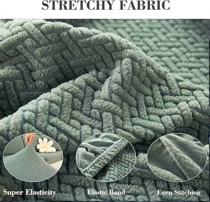 Sofa Covers Couch Covers for Sofa Pet Friendly Couch Cushion Covers Universal Sofa Covers Washable Stretch Slipcovers for Sectional Sofa (Texture Green,Back Cover M)