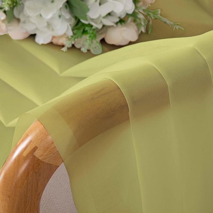 Chyhomenyc Sheer Valances for Windows, Light Filtering Small Window Curtains for Living Room Bathroom Cafe Laundry Basement, Modern Top Dual Rod Pocket Voile Curtain, 42Wx14L inches, Lemon, 2 Pieces