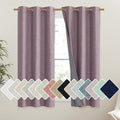 NICETOWN Chaise Mauve Vintage Linen 100% Blackout Curtains for Dining Room, Thermal Insulated Curtains 45" Long, Noise Reducing Window Treatment Drapes for Kitchen, 42" Wide Per Panel, Set of 2