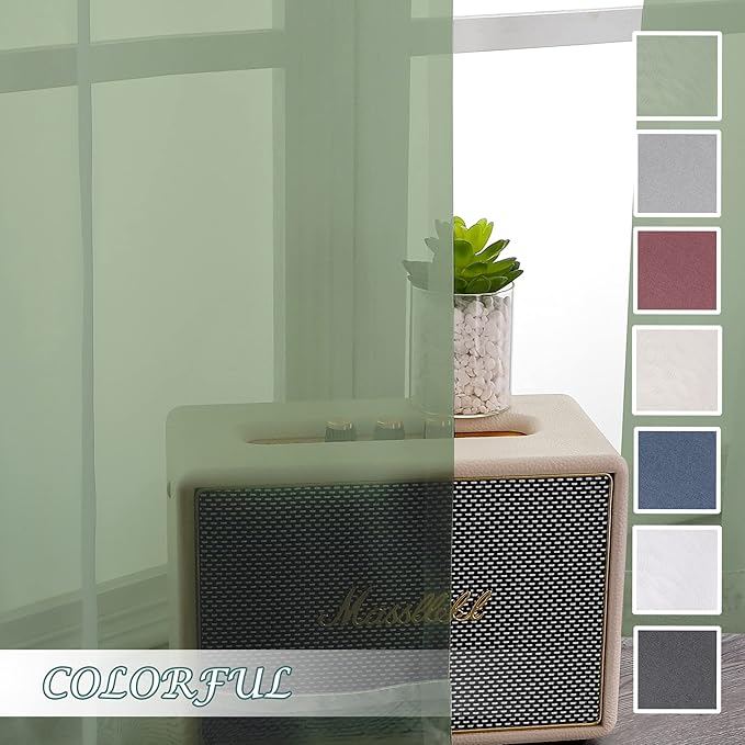 Chyhomenyc Sage Green Sheer Curtains 108 Inches Long - Light Filtering Voile Extra Long Panel Drapes for Floor to Ceiling Window, Elegant Soft Living Room Curtains, Each 42Wx108L Inch, 9FT, 2 Panels