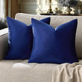 GIGIZAZA Blue Large Throw Pillow Covers, Pack of 2 Velvet 26x26 Couch Pillows for Living Room Decorative Square Super Soft Cushion Cases Home Decor Sofa Bedroom Pillowcases