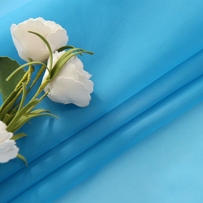 SpaceDresser Sheer Voile Window Treatment Rod Pocket Curtain Panels for Kitchen Bedroom Living Room Drapes Sunlight Filtering Privacy Semi Home Decor Assorted Colors Sizes (Cyan Blue, 52 W x 45 L)