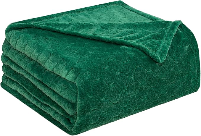 TOONOW Fleece Blanket Super Soft Cozy Throw Blanket 50" x 60", Lightweight Fuzzy Comfy Textured Flannel Blanket Warm Plush Throw Blankets for Couch, Sofa, Bed, Emerald