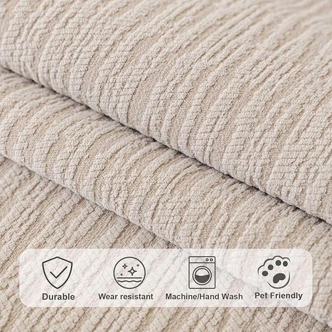 Soft Waterproof Chenille Cover Washable, Non Slip Sectional Sofa Covers for 3 Cushion Couch Sofa L Sharped Sofa Slipcover for Pets, Furniture Protector (1 PCS 36"x63" Coffee)